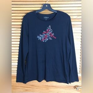 Croft & Barrow Women’s Size Large Black Long Sleeve Round Neck Cardinal T-Shirt